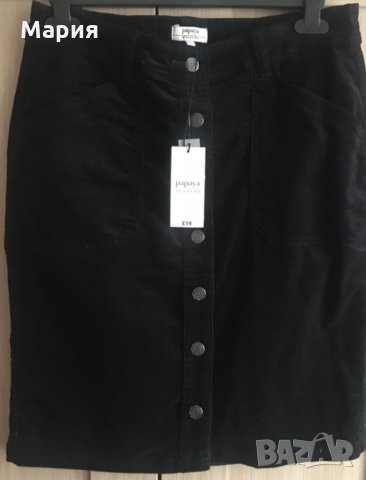 Дамска черна джинсова пола с копчета – НОВА, снимка 3 - Поли - 23684263
