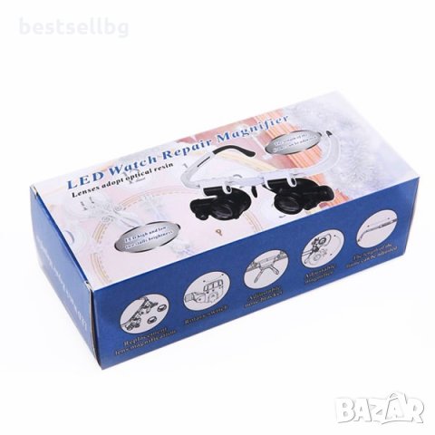 Часовникарска мощна увеличителна лупа очила с лед осветление за бижута, снимка 11 - Други инструменти - 29095920