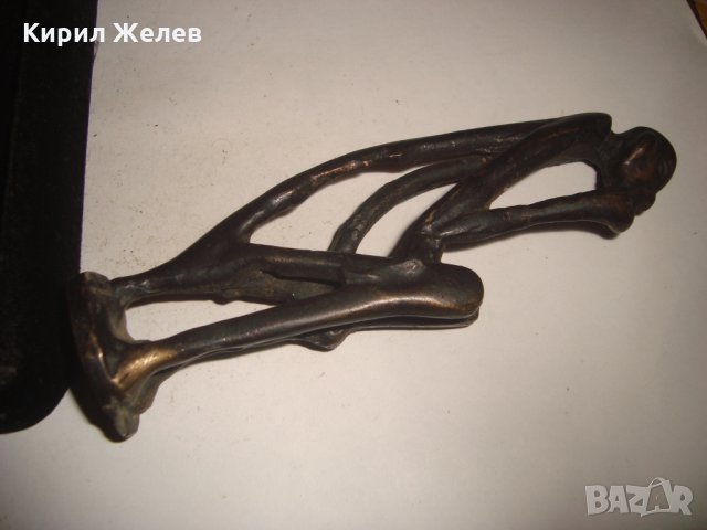 СТАРА БРОНЗОВА АФРИКАНСКА СТАТУЕТКА РЪЧНА ЕТНО АРТ ИЗРАБОТКА УНИКАТ с ТЪМНА ПАТИНА ФИГУРА 16647, снимка 4 - Статуетки - 31697021