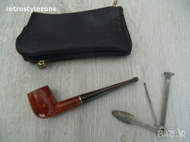 № 7210 стара лула   - надпис / маркировка -  с прибор за почистване и пълнене -  с кожено калъфче