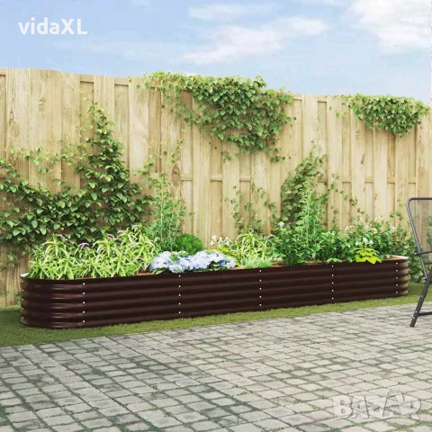 vidaXL Повдигнато легло Кафяво 400 x 80 x 44 cm Стомана, снимка 2 - Саксии и кашпи - 56147544