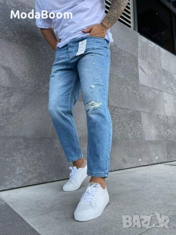 Мъжки широки сини дънки 