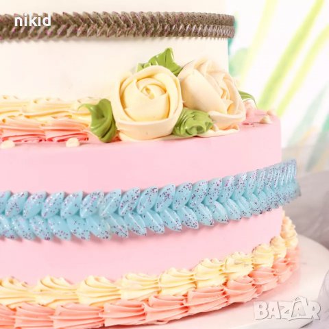 дълъг кант житен клас овес лаврови листа силиконов молд форма декорация торта фондан шоколад дантела, снимка 3 - Форми - 37506644