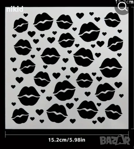 Устни целувки целувка стенсил шаблон спрей за торта украса кекс декорация, снимка 2 - Други - 28466751
