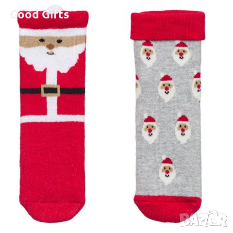 2 чифта Детски Коледни чорапи, Дядо Коледа, 19-30н