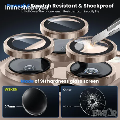 Стъклени Рингове за Камера за Apple iPhone 16 / Pro / Plus / Max, снимка 5 - Резервни части за телефони - 47375929