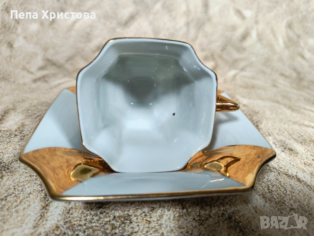 Чаша за кафе (демитасе) от чехословашки син порцелан Haas and Czjzek, снимка 6 - Чаши - 51232444