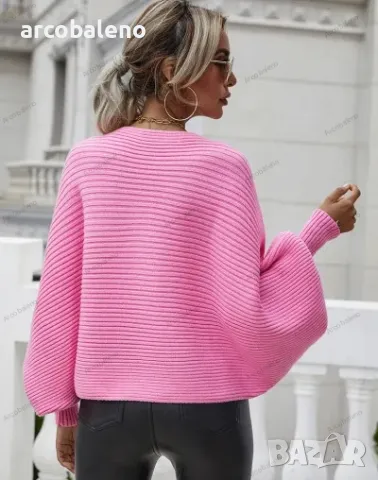 Дамски свободен пуловер с кръгло деколте и дълги ръкави, 6цвята , снимка 15 - Блузи с дълъг ръкав и пуловери - 42678795