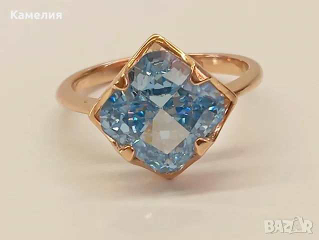 Руско злато. Пръстен с брилианти , снимка 4 - Пръстени - 56460264