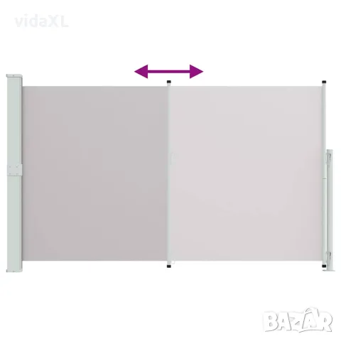 vidaXL Прибираща се дворна странична тента, 180x314 см, сива, снимка 7 - Огради и мрежи - 56146643