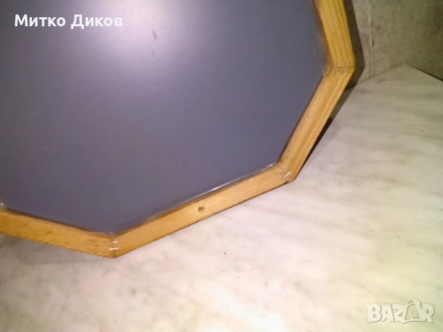 Немско винтидж осмоъгълно дървено дъб Огледало като ново 44х34х19см в средата, снимка 4 - Огледала - 53129616