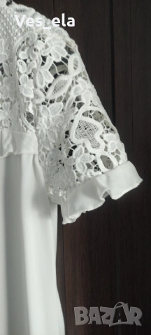 бяла блуза с рязана дантела, снимка 6 - Тениски - 54242036
