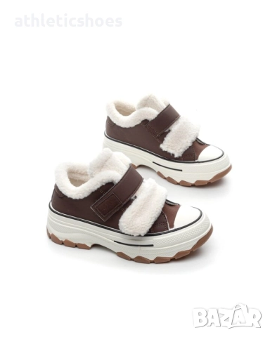 Дамски  маратонки с топъл хастар в черно и кафяво, снимка 5 - Дамски боти - 52104043