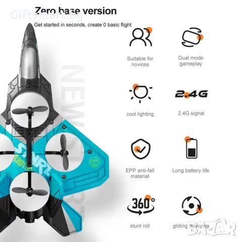 RC самолет дрон V17. Удароустойчив, каскадьорски самолет с дистанцинно, снимка 11 - Дронове и аксесоари - 42898307