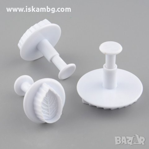 Резци за фондан с бутало, 3 размера листа - код 3327, снимка 5 - Форми - 35410402