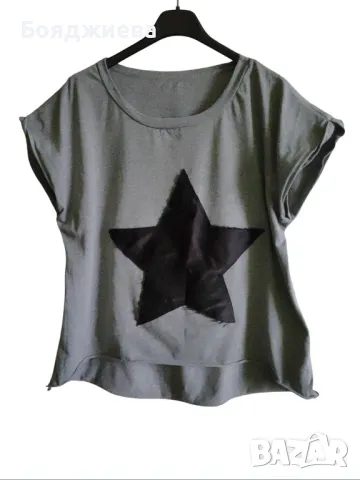 Сива блуза със звезда, снимка 5 - Тениски - 49324718