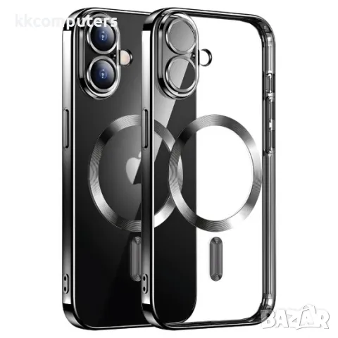 iPhone 16 (6.1) Силиконов кейс bSmart Chrome Magsafe с протектори за камерите и Протектор