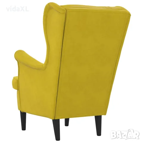 vidaXL Фотьойл, горчица, кадифе, снимка 6 - Дивани и мека мебел - 56146805