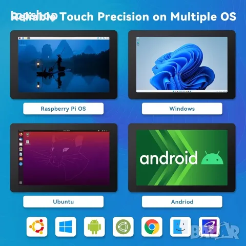 Нов SunFounder 10.1" IPS HD Сензорен Монитор за Raspberry Pi / PC (1280x800, HDMI)  , снимка 5 - Монитори - 55878067