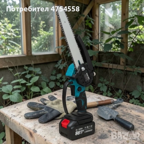 Акумулаторен верижен трион 8" / 6" (88VF) – комплект с 2 шини и 2 батерии, снимка 2 - Моторни триони/резачки - 53876347