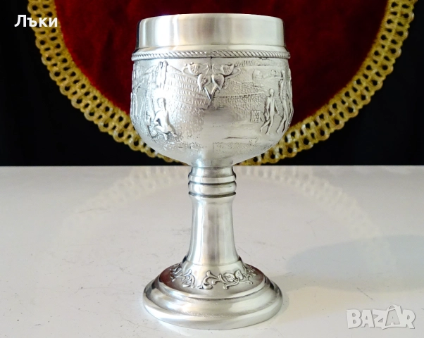 Висока чаша от калай за ракия,Излет. , снимка 3 - Антикварни и старинни предмети - 51584892