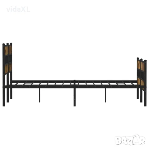 vidaXL Метална рамка за легло, без матрак, опушен дъб, 160x200 см, снимка 5 - Спални и легла - 56147051