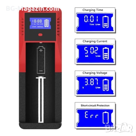 Интелигентно бързо зарядно устройство за батерии Li-Ion Ni-MH универсално 18650 16340 14500 3.7V, снимка 4 - Друга електроника - 51041530