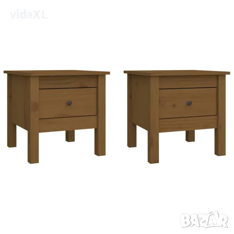 vidaXL Странични масички 2 бр меденокафяви 40x40x39 см бор масив, снимка 1 - Маси - 56147961