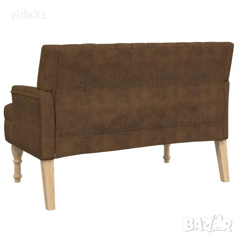 vidaXL Пейка с възглавници, кафява, 113x64,5x75,5 см, изкуствен велур, снимка 5 - Дивани и мека мебел - 56147425