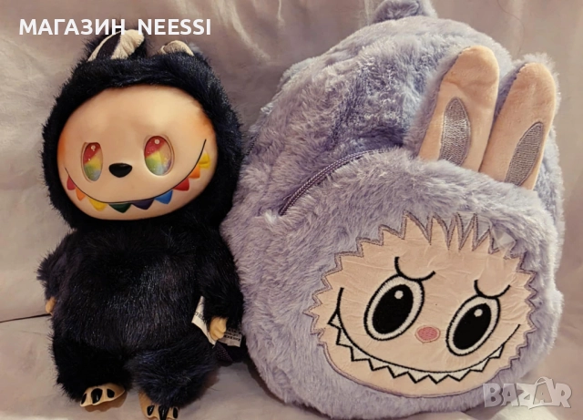 Мини раница лабубу + лабубу 25 см , снимка 2 - Раници - 51472328