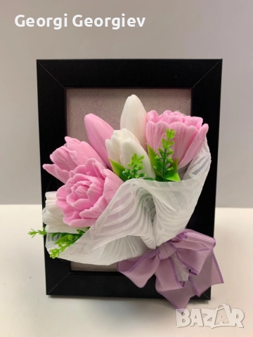 цветя изработени с глицеринов ароматен сапун и Българска роза Стара Загора,бивше кино Септември, снимка 18 - Изкуствени цветя - 52499822