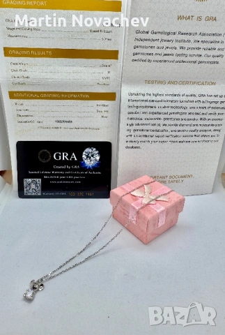 Сребърно колие с мойсанит (Диамант) 0.5 карата, снимка 12 - Колиета, медальони, синджири - 53012330