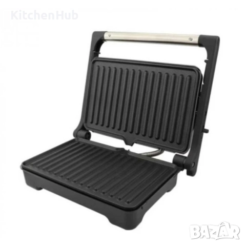 Тостер-сандвич Rosberg 1500W, Грил незалепващи бр. 1 плочи, Инокс с черно, 2 ГОДИНИ ГАРАНЦИЯ, снимка 2 - Скари - 52123032