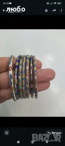 Комплект от 7 Винтидж Флорални Гривни Cloissone цветни Емайлирани Флорални 1940 Китай , снимка 8 - Гривни - 47668195