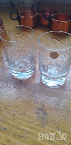 Две чашки за концентрат, калиево стъкло с гравюра, снимка 2 - Чаши - 39896609