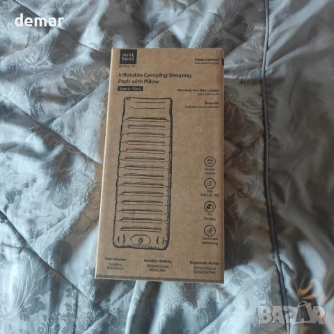 Къмпинг постелка Minthouz, ултралек надуваем къмпинг матрак с възглавница и вградена помпа, снимка 8 - Надуваеми легла - 53949643