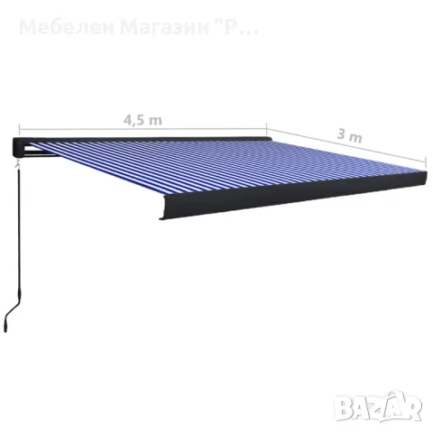 Ръчна касетъчна тента, 450x300 см, синьо и бяло, снимка 7 - Градински мебели, декорация  - 47647955