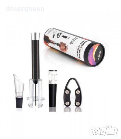 2904 Сет за вино от тирбушон с въздух, резачка, тапа с вакуум и наливник, снимка 3 - Други - 34266140