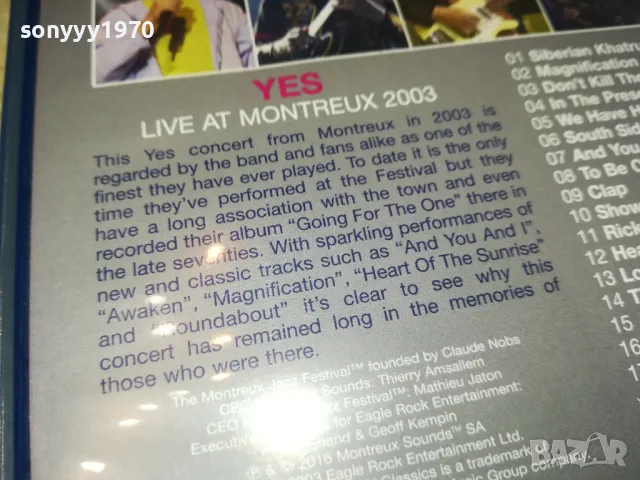 YES LIVE AT MONTREUX 2003 BLU-RAY DISC 0703251147, снимка 16 - Blu-Ray филми - 49399293