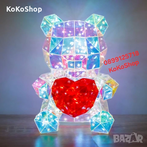 Светещо мече със сърце в луксозна кутия – романтичен подарък, снимка 2 - Декорация за дома - 53190724