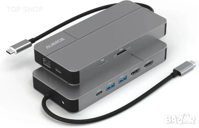 AUIMCE Докинг станция 2х HDMI и USB C порт, до 4K/60Hz, MacOS/Windows, снимка 7 - Кабели и адаптери - 49457607