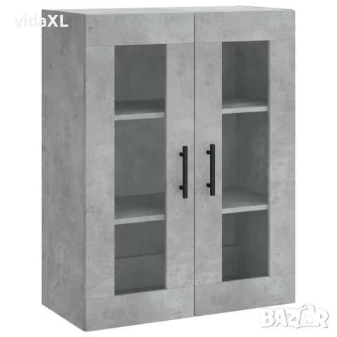 vidaXL Висок шкаф, бетонно сив, 69,5x34x180 см, инженерно дърво, снимка 5 - Бюфети - 56146774