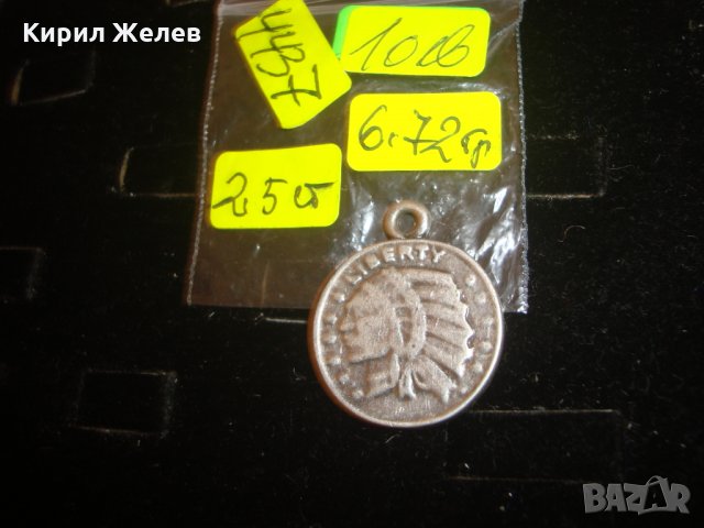 ПОСРЕБРЕН ИНДИАНЕЦ МЕДАЛЬОН - МОНЕТА ДОЛАР 4437, снимка 3 - Колиета, медальони, синджири - 30523551