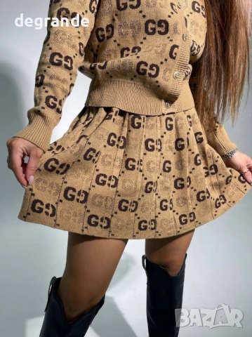 НАМАЛЕН Дамски комплект Gucci финно плетиво ВИДЕО НА МОДЕЛА, снимка 6 - Комплекти - 51497427