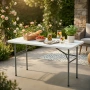 Сгъваема правоъгълна градинска маса, бяла - 181.5 × 74 × 74 см, снимка 2