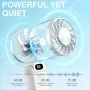 Нов мини Сгъваем ръчен вентилатор с LED дисплей 100 нива бял за охлаждане лято, снимка 3