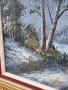 авторска картина зимен пейзаж маслени бои върху платно с красива дървена рамка , снимка 7