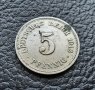 Стара монета 5 пфенига 1913 г. буква  А - Германия -110 годишна !, снимка 13