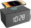 ANJANK Дървен Bluetooth високоговорител с будилник и FM радио, безжична станция за зареждане , снимка 1