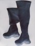 Черни велурени ботуши чорап, снимка 1